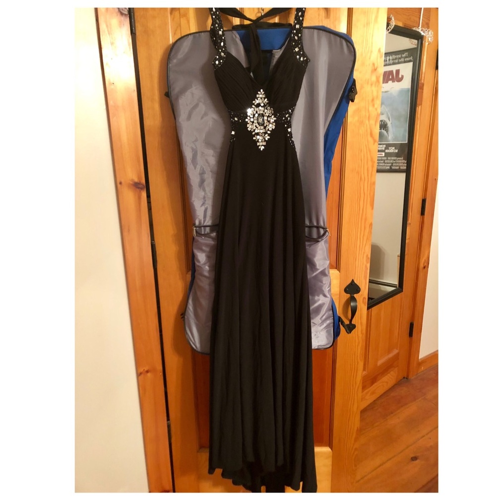 Black open back dress
